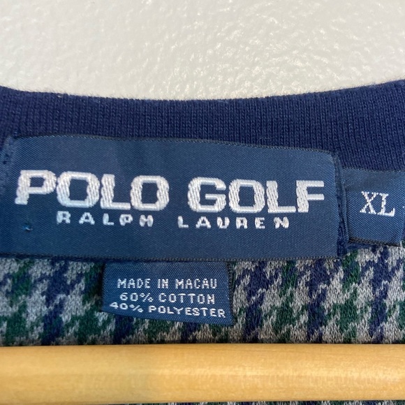 Vintage Polo Golf Ralph Lauren Houndstooth Sweater Vest – Navy & Green – XL - Picture 4 of 5